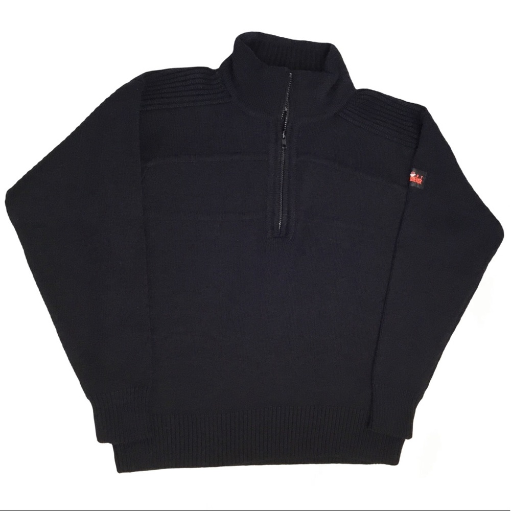 Obermeyer Sport Wool Blend Quarter Zip Pullover Sweater in Deep Navy. Sz Large